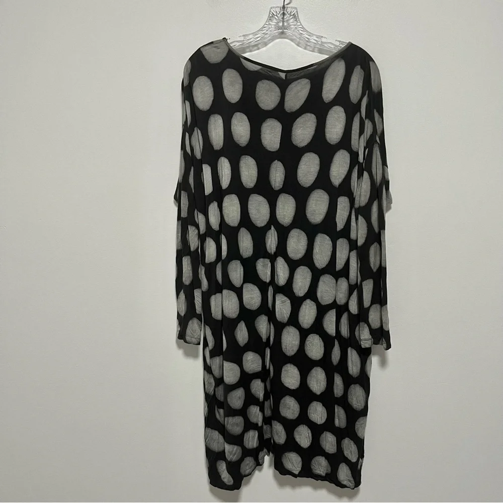 Moyuru Japanese Art To Wear Polka Dot Lagenlook Oversized Tunic Dress Gray M - Picture 6 of 12